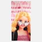 Serviette de plage polyester fille barbie rose