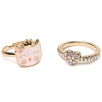 Set de 2 bagues ajustables kitty love rose