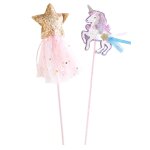 Set de 2 baguettes magiques licorne et �toile rose