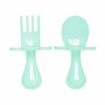 Set de 2 couverts d'apprentissage ergonomiques vert Set de 2 couverts d'apprentissage ergonomiques vert