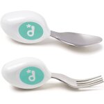 Set de 2 couverts ergonomiques aqua bleu