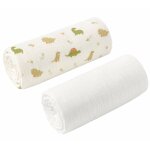 Set de 2 draps housse pour couffin en gaze de coton dino �cru