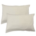 Set de 2 taies d'oreiller unies en coton, gaze de coton naturel