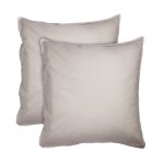 Set de 2 taies d'oreiller unies � franges, coton lav� lin