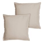 Set de 2 taies d'oreiller unies � volant, coton lav� lin