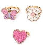 Set de 3 bagues ajustables wonderland rose