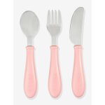 Set 3 couverts d'apprentissage inox old pink