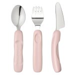 Set de 3 couverts ergonomiques en inox pour enfant rose