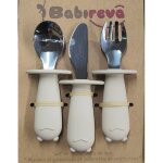 Set de 3 couverts en inox beige