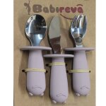 Set de 3 couverts en inox rose