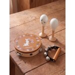 Set 3 instruments : maracas, tambourin, grelots en bois fsc� r�tro flower