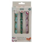 Set de 3 stylos gel effa�ables animaux bleu, ours, licorne, renard