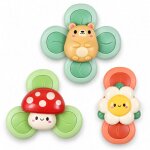 Set de 3 toupies spinners sensorielles � ventouse for�t multicolore