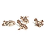 Set 4 mini - maquettes ariennes hlicoptre, hydravion, dirigeable et avion en bois  construire brown ...