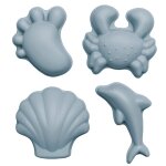 Set de 4 moules de plage en silicone souple bleu gris gris