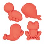 Set de 4 moules de plage en silicone souple rouge