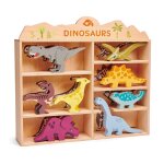 Set animaux en bois dinosaures beige