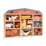 Set animaux en bois ferme beige