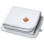 Set berceau couverture et coussin en gaze de coton jeanne gris clair