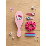 Set cheveux hello kitty fille - brosse, clips et chouchou rose