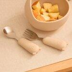 Set couverts cuill�re et fourchette yum l. 16, 5cm rose beige