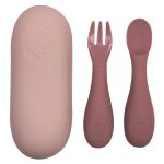 Set de couverts en silicone rose rose Set de couverts en silicone rose rose
