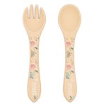 Set fourchette et cuillre en silicone animaux beige