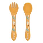 Set fourchette et cuillre en silicone animaux orange