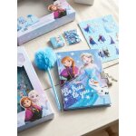 Set journal la reine des neiges avec stylo fuzzy et autocollants bleu et violet