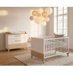 Set de meubles 'theo' duo - lit b�b� �volutif 70x140 + commode � langer blanc / ch�ne
