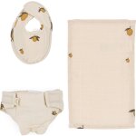 Set nurserie pour poupe ecru, jaune, vert