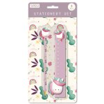 Set de papeterie enfant crayon r�gle taille - crayon licorne - rose