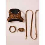 Set promenade pour chien : harnais + laisse + collier caf