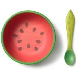Set repas b�b� bol et cuill�re wally la past�que rouge, vert, noir