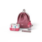 Set repas / go�ter enfant avec gourde isotherme et couverts rose birds