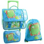 Set scolaire 3 pi�ces cartable � roulettes 41 cm + sac de sport + trousse uglydolls bleu / vert / blanc ...