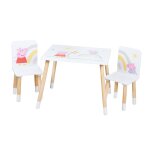 Set table et 2 chaises enfant avec pieds en bois massif blanc - naturel / peppa pig Set table et 2 chaises enfant avec pieds en bois massif blanc - naturel / peppa pig