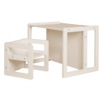 Set table convertible en banc et 1 chaise volutive beige