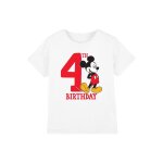 T - shirt 4me anniversaire motif mickey mouse coton disney blanc