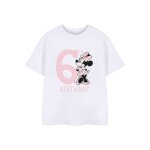 T - shirt 6me anniversaire motif minnie mouse coton disney blanc