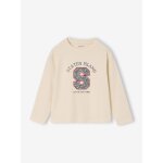 T - shirt animation lettres manches longues fille cru