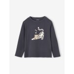 T - shirt animation m�tallis�e fille manches longues anthracite