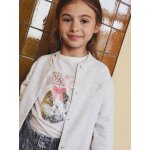 T - shirt animation mtallise fille manches longues blanc