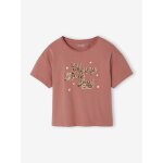 T - shirt animation en sequins rversibles fille manches courtes bois de rose