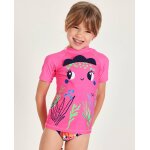 T - shirt de bain fille en maille � s�chage rapide rose