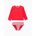 T - shirt + bas de bikini upf80 rouge