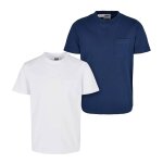 T - shirts basic blanc / bleu fonc�