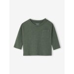 T - shirt bébé basics personnalisable manches longues boutonné sur l'épaule vert T - shirt bébé basics personnalisable manches longues boutonné sur l'épaule vert