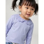 T - shirt b�b� col brod� manches longues bleu