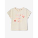 T - shirt b�b� fille d�tails en crochet �cru